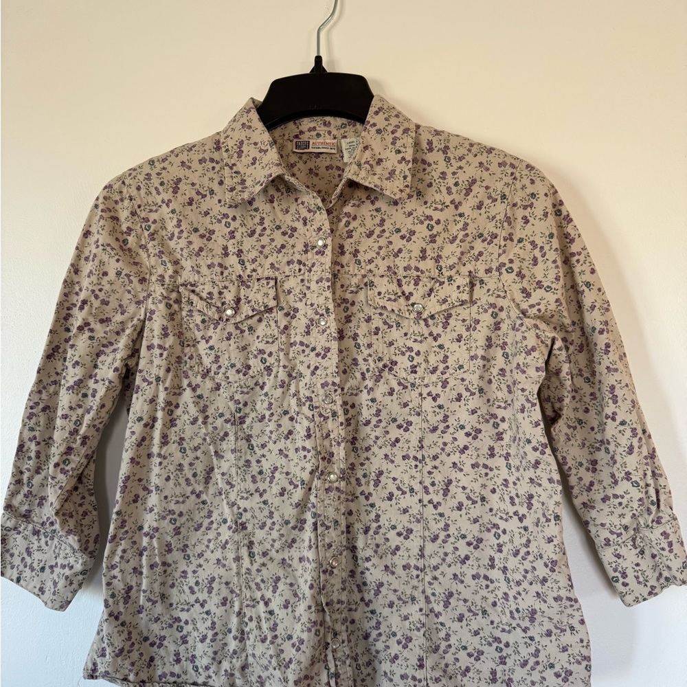 Vintage Faded Glory Purple Floral 3/4 sleeve Blouse